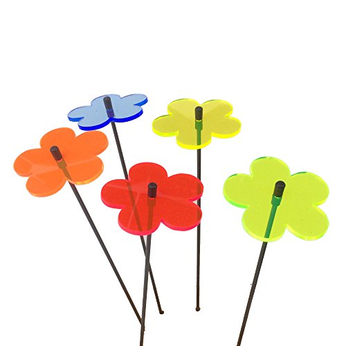 Glowing Blossom SunCatcher Garden Decor Ornaments Set of 5 Decorative Garden Stake 25cm/9.8inches high Outdoor Yard Accessory Gardeners Gift, Colour:Mixed Colours