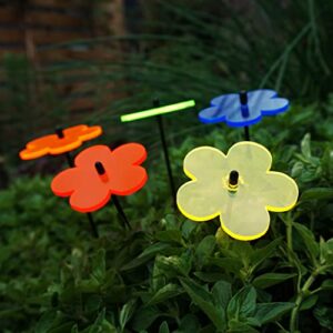 Glowing Blossom SunCatcher Garden Decor Ornaments Set of 5 Decorative Garden Stake 25cm/9.8inches high Outdoor Yard Accessory Gardeners Gift, Colour:Mixed Colours