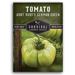 survival garden seeds – aunt ruby’s german green tomato seed for planting – pack with instructions to plant & grow delicious green tomatoes in your home vegetable garden – non-gmo heirloom variety