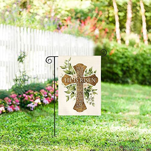 AVOIN colorlife He is Risen Easter Garden Flag 12 x 18 Inch Double Sided, Eucalyptus Lily Spring Holiday Yard Outdoor Decoration