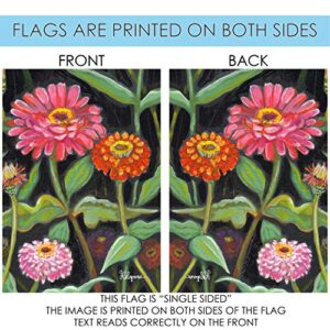 Toland Home Garden 1112500 Zinnias On Black 12.5 x 18 Inch Decorative, Garden Flag (12.5" x 18")