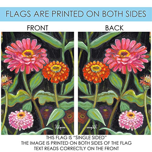 Toland Home Garden 1112500 Zinnias On Black 12.5 x 18 Inch Decorative, Garden Flag (12.5" x 18")