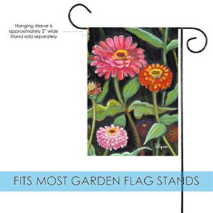 Toland Home Garden 1112500 Zinnias On Black 12.5 x 18 Inch Decorative, Garden Flag (12.5" x 18")