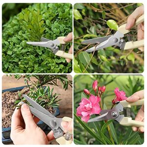 Premium garden shears, meperez pruning scissors gardening tools, pruners for flower, bushes, rose and fruit tree, use for florist, yard and orchard the plant clippers, sharp white steel anvil snips, 2