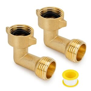 stanbroil 90 degree garden hose elbow adapter- solid brass fittings, rv accessories for outside water faucet 3/4″ fht x 3/4″ mht (2 pack)