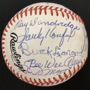 Hall of Famers Multi Signed Baseball ABG Joe DiMaggio Koufax Terry +21 Autos JSA - Autographed Baseballs