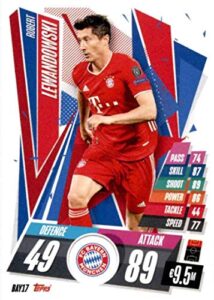 2020-21 topps match attax uefa champions league ucl ccg #bay17 robert lewandowski fc bayern munchen official collectible card game in raw (nm near mint or better) condition