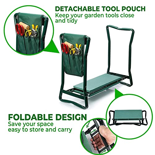 H&GT Garden Kneeler and Seat, Foldable Garden Stool Heavy Duty Gardening Bench for Kneeling and Sitting to Prevent Knee & Back Pain, Great Gardening Gifts for Women, Grandparents, Seniors, Mom & Dad