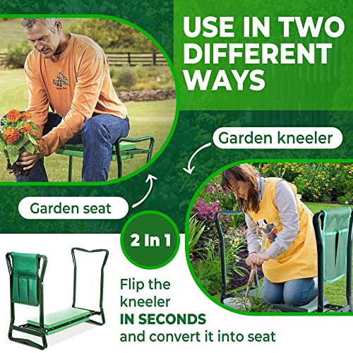 H&GT Garden Kneeler and Seat, Foldable Garden Stool Heavy Duty Gardening Bench for Kneeling and Sitting to Prevent Knee & Back Pain, Great Gardening Gifts for Women, Grandparents, Seniors, Mom & Dad