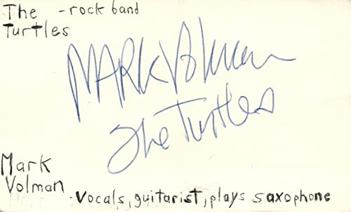 Mark Volman Vocals Guitarist The Turtles Rock Band Signed Index Card JSA COA