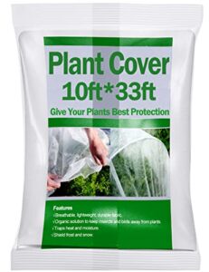 plant cover freeze protection 10ft x 33ft, wohohoho 1.0oz/yd² heavy duty plant blanket, frost protection down to -5°c/23°f, anti-uv, reusable garden floating row cover for plants vegetable fruits
