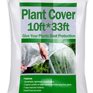 Plant Cover Freeze Protection 10FT x 33FT, Wohohoho 1.0oz/yd² Heavy Duty Plant Blanket, Frost Protection Down to -5°C/23°F, Anti-UV, Reusable Garden Floating Row Cover for Plants Vegetable Fruits