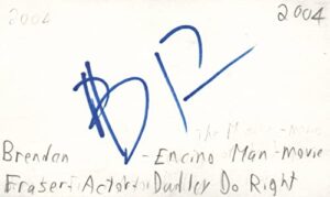 Brendan Fraser Actor Encino Man Movie TV Autographed Signed Index Card JSA COA