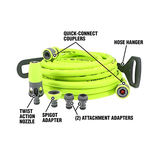 Flexzilla Garden Hose Kit with Quick Connect Attachments, 1/2 in. x 50 ft., Heavy Duty, Lightweight, ZillaGreen - HFZG12050QN