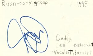 geddy lee vocalist bassist rush rock band music signed index card jsa coa