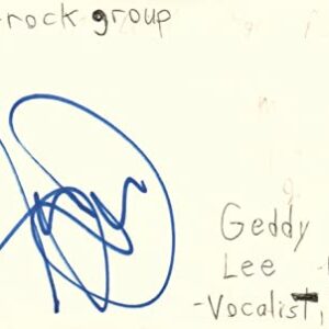 Geddy Lee Vocalist Bassist Rush Rock Band Music Signed Index Card JSA COA