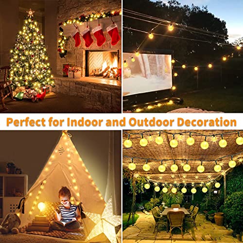 MDEDL Battery Operated String Lights Outdoor Indoor, 33FT 80LED Waterproof Crystal Mini Globe Fairy String Lights Christmas Decorative Lights with Remote Timer for Bedroom Patio Garden Canopy