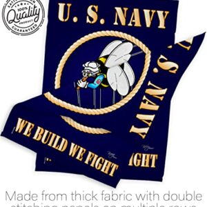 Breeze Decor Sea Bees House Flag Armed Forces Navy USN Seabee United State American Military Veteran Retire Official Decoration Banner Small Garden Yard Gift Double-Sided, 28" x 40", Made in USA