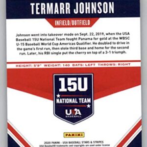 2020 Panini USA Stars and Stripes Retail Base #56 Termarr Johnson RC Rookie USA Baseball 15U National Team Baseball Trading Card