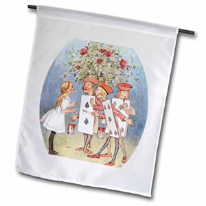 3drose fl_110176_1 painting the roses red vintage alice in wonderland garden flag, 12 by 18-inch
