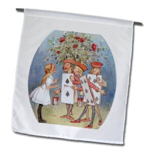 3dRose fl_110176_1 Painting The Roses Red Vintage Alice in Wonderland Garden Flag, 12 by 18-Inch