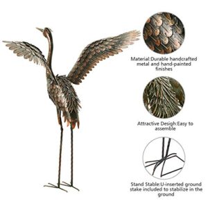 chisheen Garden Statue Outdoor Metal Heron Crane Yard Art Sculpture for Lawn Patio Backyard Decoration,46 inch (2-Pack)