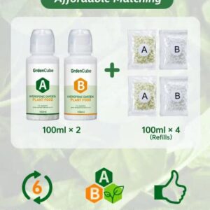 Plant Food Hydroponic Nutrients Supplies: Hydroponics Growing System General A&B Water Soluble Solid Fertilizer for Vegetables Fruits Flowers Thrive - Indoor Herb Garden Plants Accessories