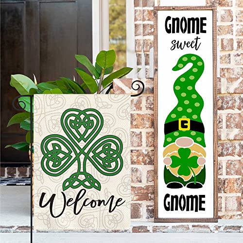 AVOIN colorlife St Patricks Day Cross Garden Flag 12x18 Inch Double Sided, Welcome Green Shamrock Clover Yard Outdoor Flag