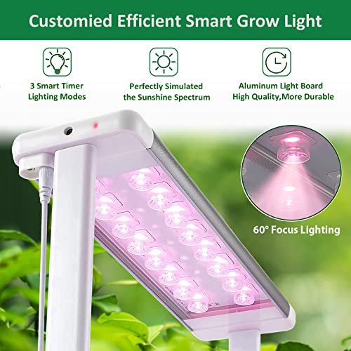 eSuperegrow Hydroponics Growing System,Smart Hydroponic Gardening System with LED Grow Light,Indoor Garden Hydroponic Herb Grow Kit with Climbing Trellis for Short Tomato,Basil,Pepper,Cucumber