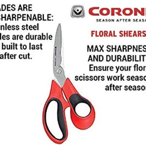 Corona Stainless Steel Floral Scissors, 3 Inch Blade, FS 4000, Red