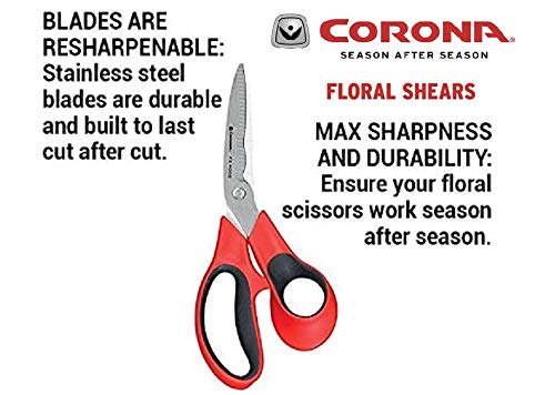 Corona Stainless Steel Floral Scissors, 3 Inch Blade, FS 4000, Red