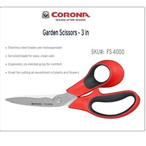 Corona Stainless Steel Floral Scissors, 3 Inch Blade, FS 4000, Red