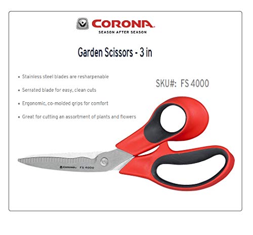 Corona Stainless Steel Floral Scissors, 3 Inch Blade, FS 4000, Red