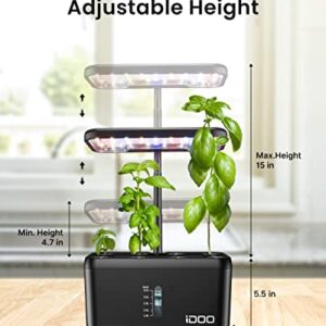 iDOO Hydroponics Growing System Indoor Garden, Plants Germination Kit with Pump, Automatic Timer LED Grow Light for Home Kitchen Gardening,8 Pods Herb Garden Kit Indoor Up to 15",Black