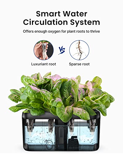 iDOO Hydroponics Growing System Indoor Garden, Plants Germination Kit with Pump, Automatic Timer LED Grow Light for Home Kitchen Gardening,8 Pods Herb Garden Kit Indoor Up to 15",Black