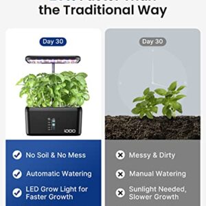 iDOO Hydroponics Growing System Indoor Garden, Plants Germination Kit with Pump, Automatic Timer LED Grow Light for Home Kitchen Gardening,8 Pods Herb Garden Kit Indoor Up to 15",Black