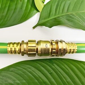 HQMPC Garden Hose Quick Connect No Pb Solid Brass Quick Connector Garden Hose Fitting Water Hose Connectors 3/4 inch GHT (2 Sets)