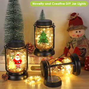 Mlambert 4 Pack Solar Hanging Mason Jar Lights with Stakes, Outdoor Waterproof Decorative Solar Lantern Table Lamp, Vintage Glass Jar Starry Fairy Light with 30 LEDs for Patio Garden Tree (Warm White)