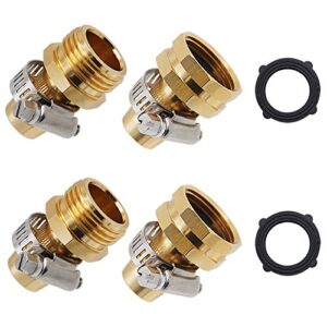 lifynste garden hose repair connector with clamps, male and female garden hose fitting, 2 set
