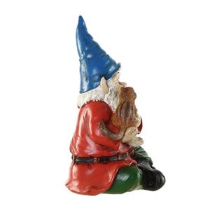 Garden Gnome Statue Decor Outdoor Resin Statues,Spirit Carried A Squirrel Ornaments for Outdoor Garden Patio Lawn Decor