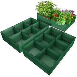 ucandy pack 2 of garden bags to grow vegetables with 6 partition grids,durable pe raised garden bed,suitable for potato,tomato,flower planter bags (2)