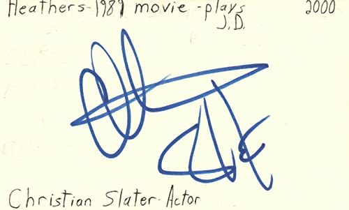 Christian Slater Actor Heathers Movie Autographed Signed Index Card JSA COA