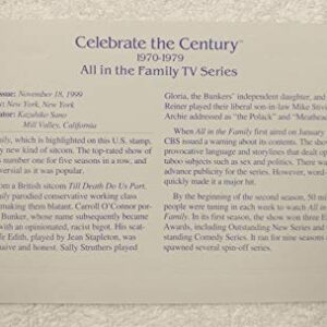 All in the Family TV Series - Celebrate the Century (The 1970s) - FDC & 22kt Gold Replica Stamp plus Info Card - Postal Commemorative Society, 1999 - Television Show, Sitcom, Archie Bunker, Norman Lear