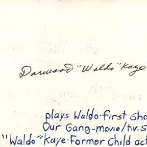 Darwood Waldo Kaye Child Actor Signed 3x5 Index Card with JSA COA