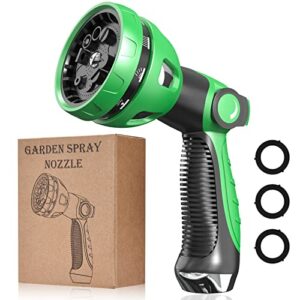 garden hose nozzle – 10 adjustable patterns metal high pressure hose nozzle, garden hose spray nozzle with thumb control design, hose sprayer for garden & lawns watering, cleaning, pets & car washing