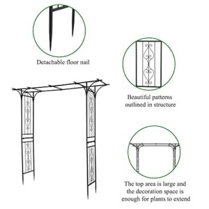 Outvita 7Ft Garden Arch Arbor, Steel Frame Stand Trellis, Arbour Archway for Wedding Ceremony Decoration Plant Climbing Rose Vines Lawn Courtyard Patio Black