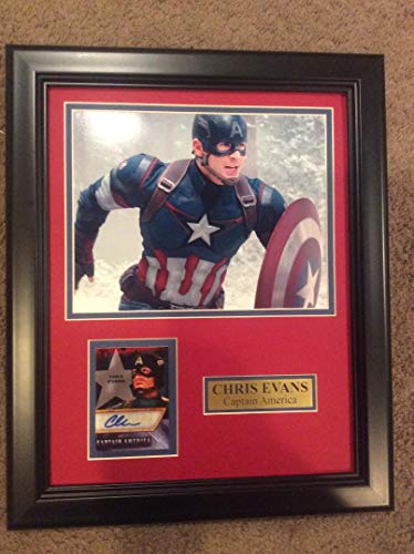 UPPER DECK PANINI CHRIS EVANS CAPTAIN AMERICA AUTOGRAPH RELIC FRAMED PHOTO