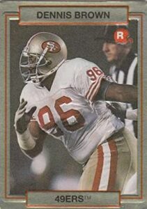 1990 action packed rookie update #21 dennis brown rc rookie card san francisco 49ers official nfl football trading card in raw (nm or better) condition