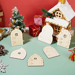 Yulejo 48 Pcs Fairy Door Wooden Garden Doors Craft Mini Window Fairy House DIY Kit Unfinished Miniature Door Unpainted Fairy Window Accessories for Wall Home Party Decoration (Antique Style)