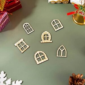 Yulejo 48 Pcs Fairy Door Wooden Garden Doors Craft Mini Window Fairy House DIY Kit Unfinished Miniature Door Unpainted Fairy Window Accessories for Wall Home Party Decoration (Antique Style)